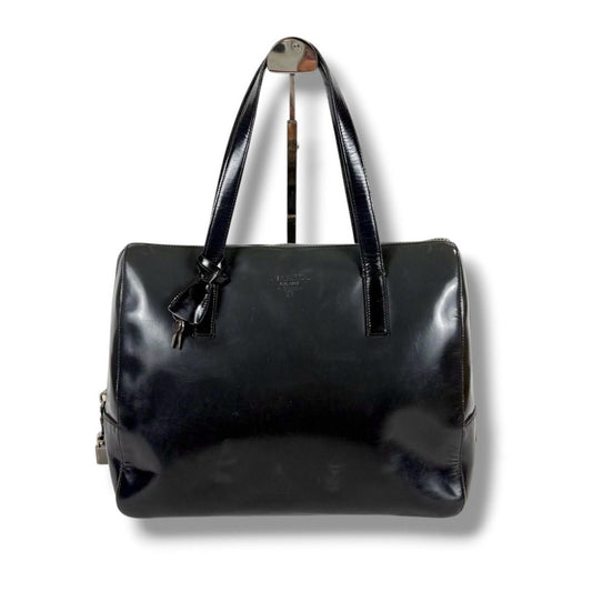 Prada Gradient Padlock Handbag Mirror Calf Leather Black Gray