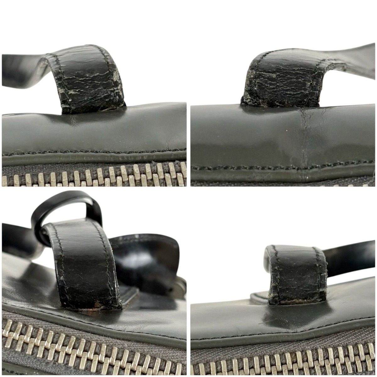 Prada Gradient Padlock Handbag Mirror Calf Leather Black Gray — view 8