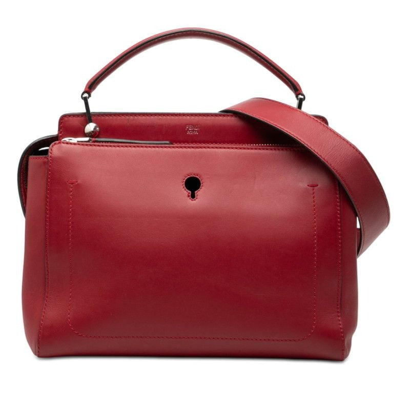 Fendi Shoulder Bag 2-Way Red Leather