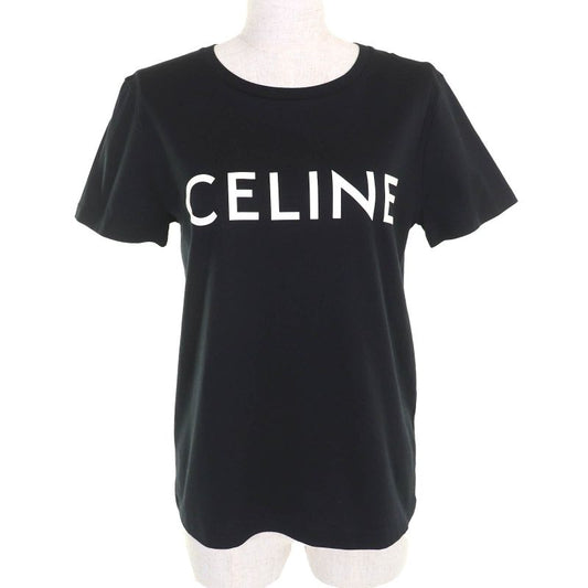 Celine 2x314916g 100% Cotton Logo Crew Neck Short Sleeve T-shirt Black White S