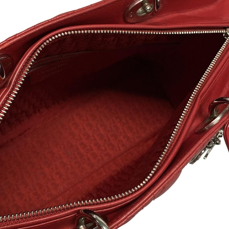 Dior/christian Dior Handbag Lady Dior Large Bag Red Leather