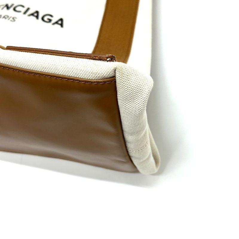 Balenciaga Tote Bag Navy Cabas M 339936 Canvas/leather Beige