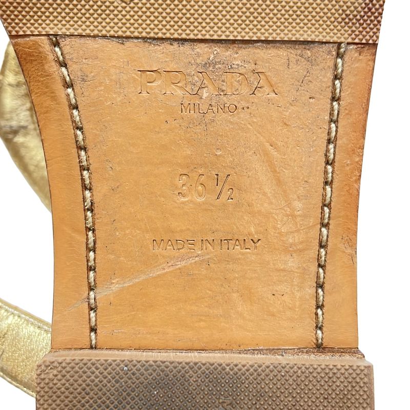 Prada Flat Thong Sandals Brown Gold 36 2 1