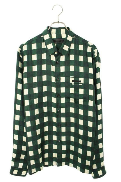 Prada Ucn425 S221 103A Black Checked Long Sleeve Shirt Men's 42