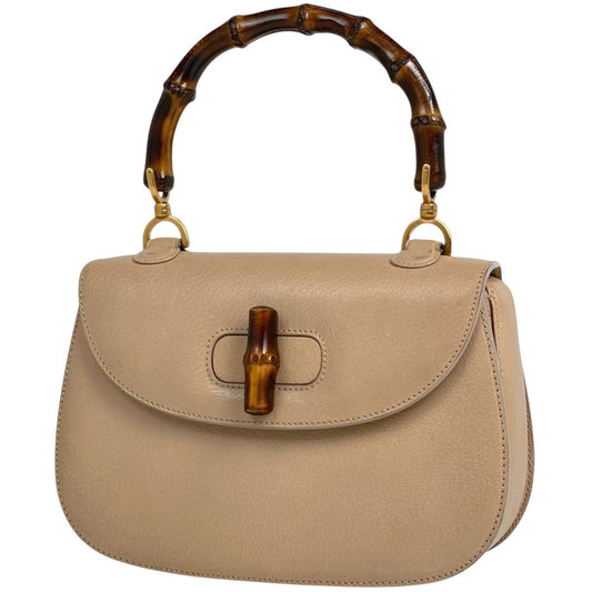 Gucci Bamboo Handbag Vintage Leather Beige