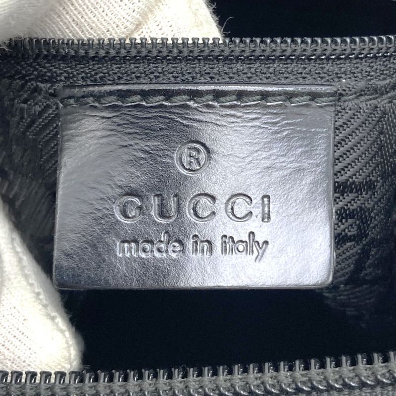 Gucci 001-4204 Shoulder Bag One Shoulder Gray Black Canvas Leather Fashion