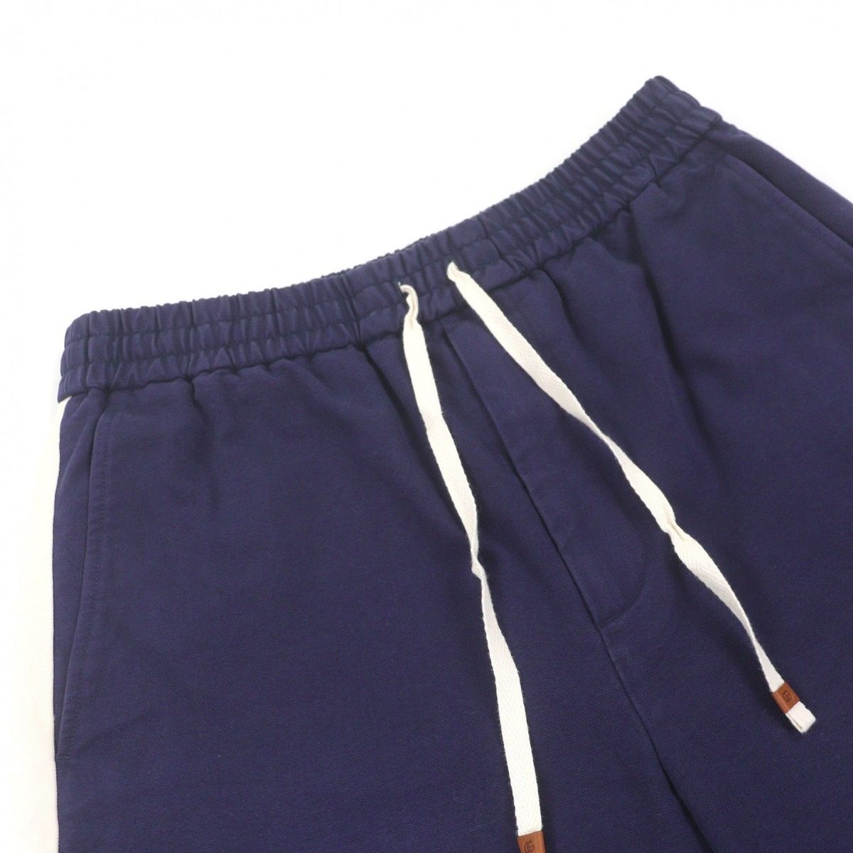 Gucci Cotton Logo Print Elastic Strap Shorts Navy 44 — view 3