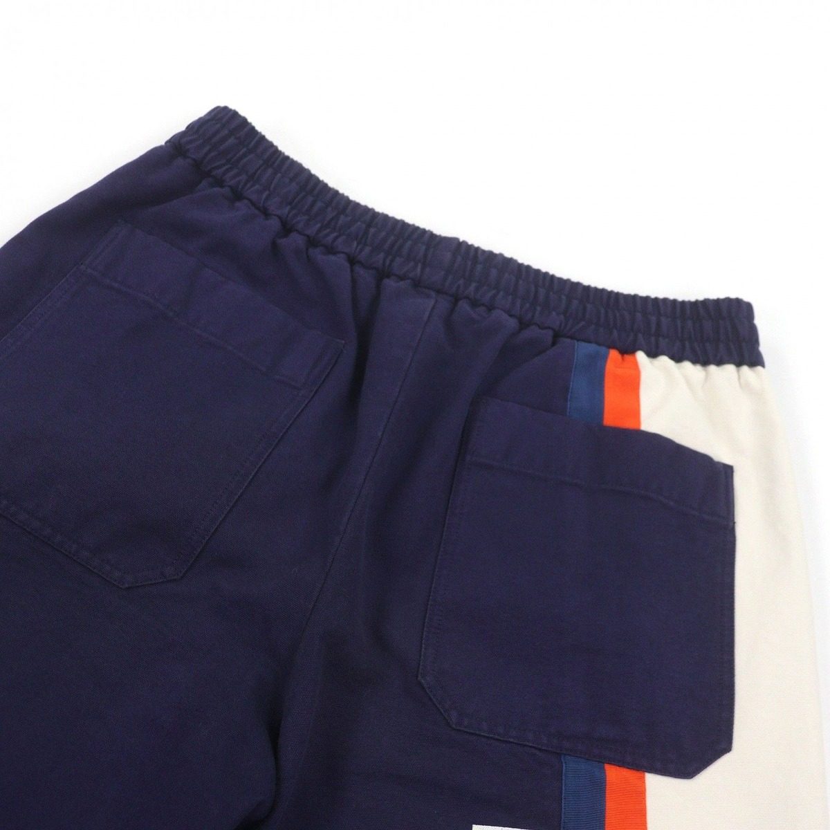 Gucci Cotton Logo Print Elastic Strap Shorts Navy 44 — view 4