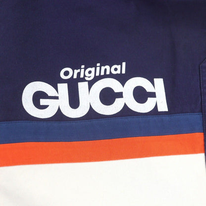 Gucci Cotton Logo Print Elastic Strap Shorts Navy 44 — view 5
