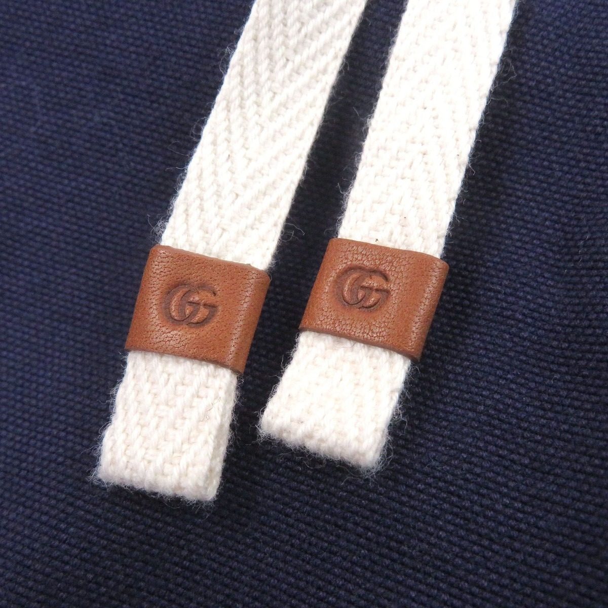 Gucci Cotton Logo Print Elastic Strap Shorts Navy 44 — view 6