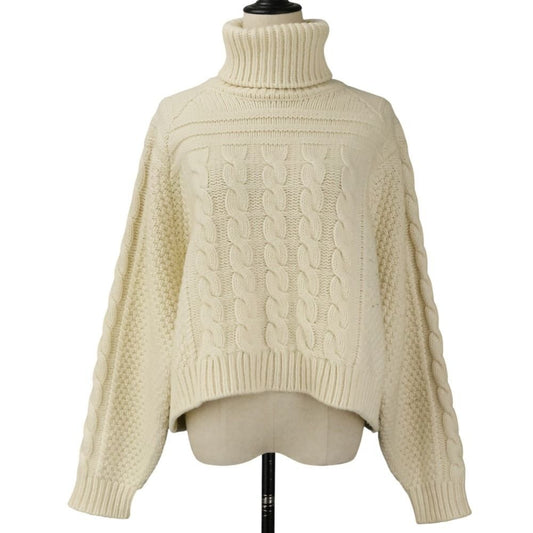 Celine Cashmere Blend Wool Chunky Cable Knit Sweater M Ivory