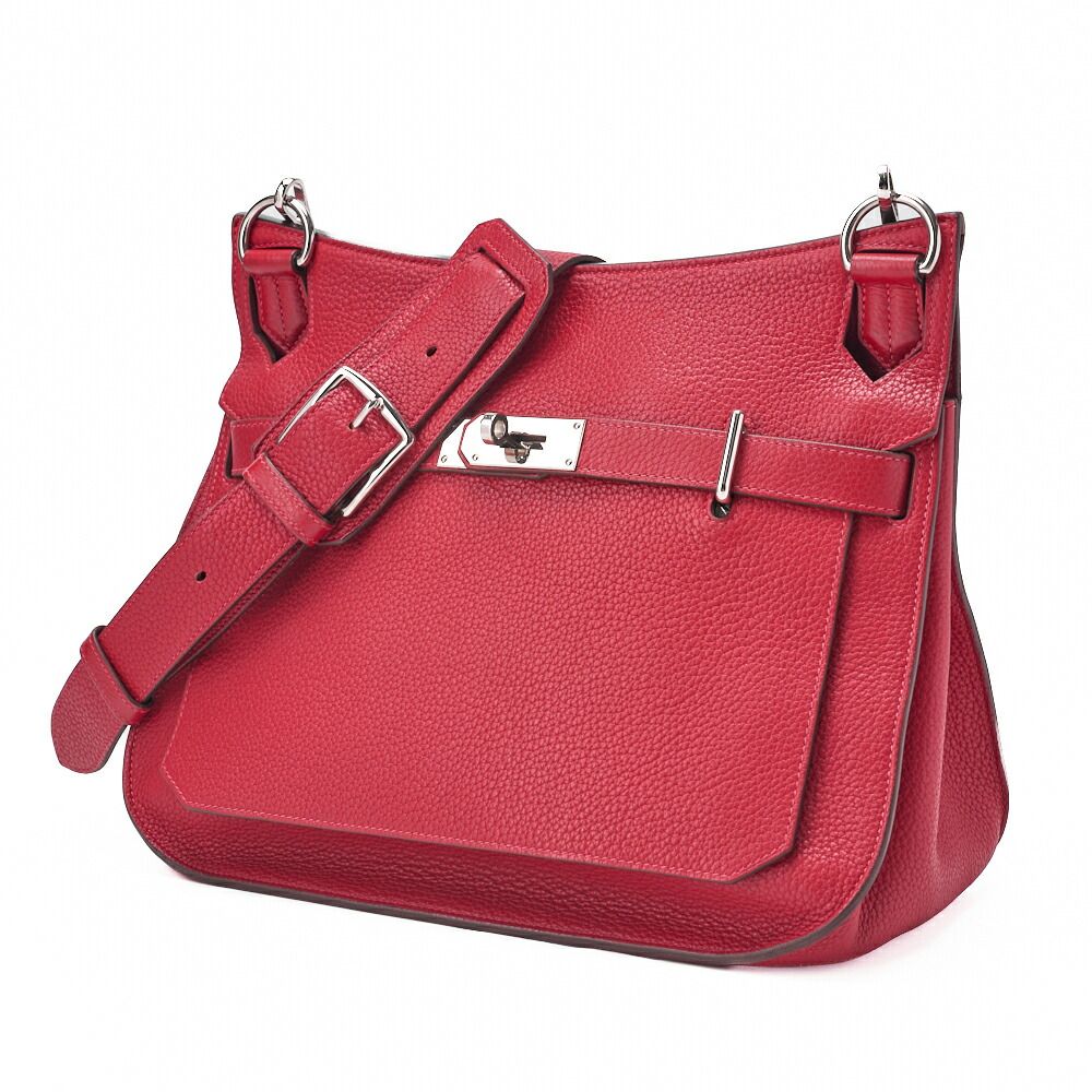 Hermes Gipsyère 34 Shoulder Bag Taurillon Clemence Rouge Casaque (silver