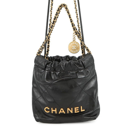 Chanel Handbag 22 Mini CC Logo Shiny Calf Leather 2-Way