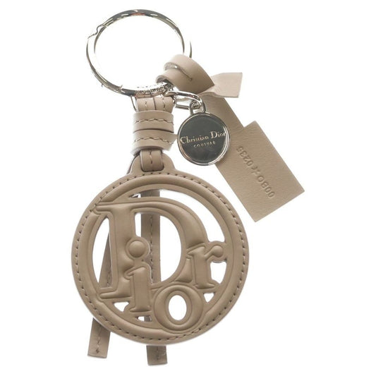 Dior Oblique Leather Key Holder Bag Charm Grey Silver