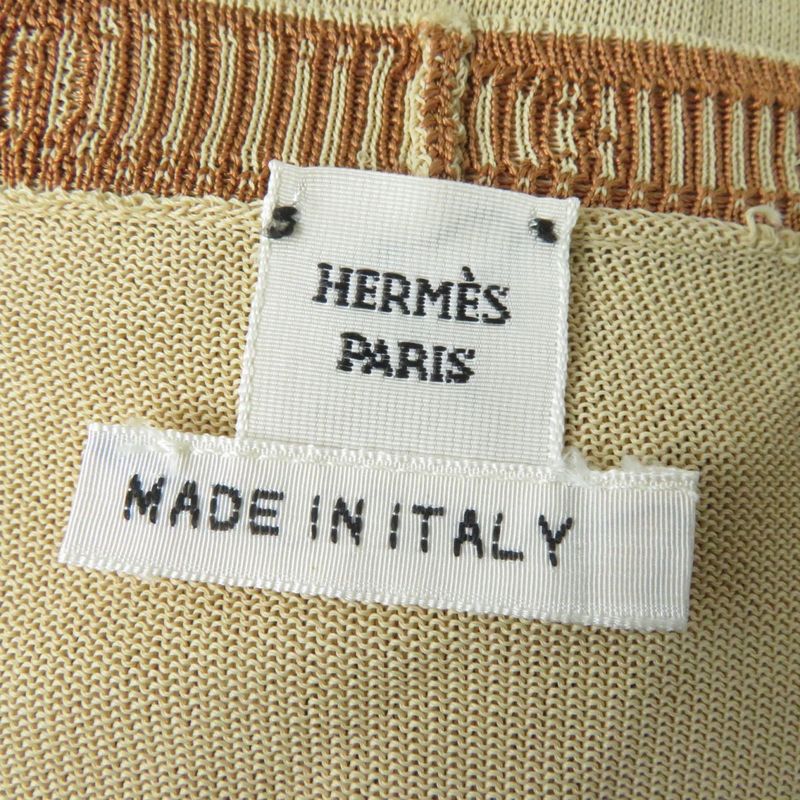 Hermes Belt Design With Buckle Buttons Long Sleeves V-neck Cardigan Beige