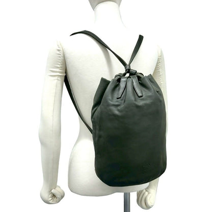 Loewe Vintage Anagram Logo Leather Drawstring Backpack Green — view 2