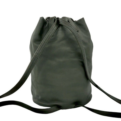 Loewe Vintage Anagram Logo Leather Drawstring Backpack Green — view 3