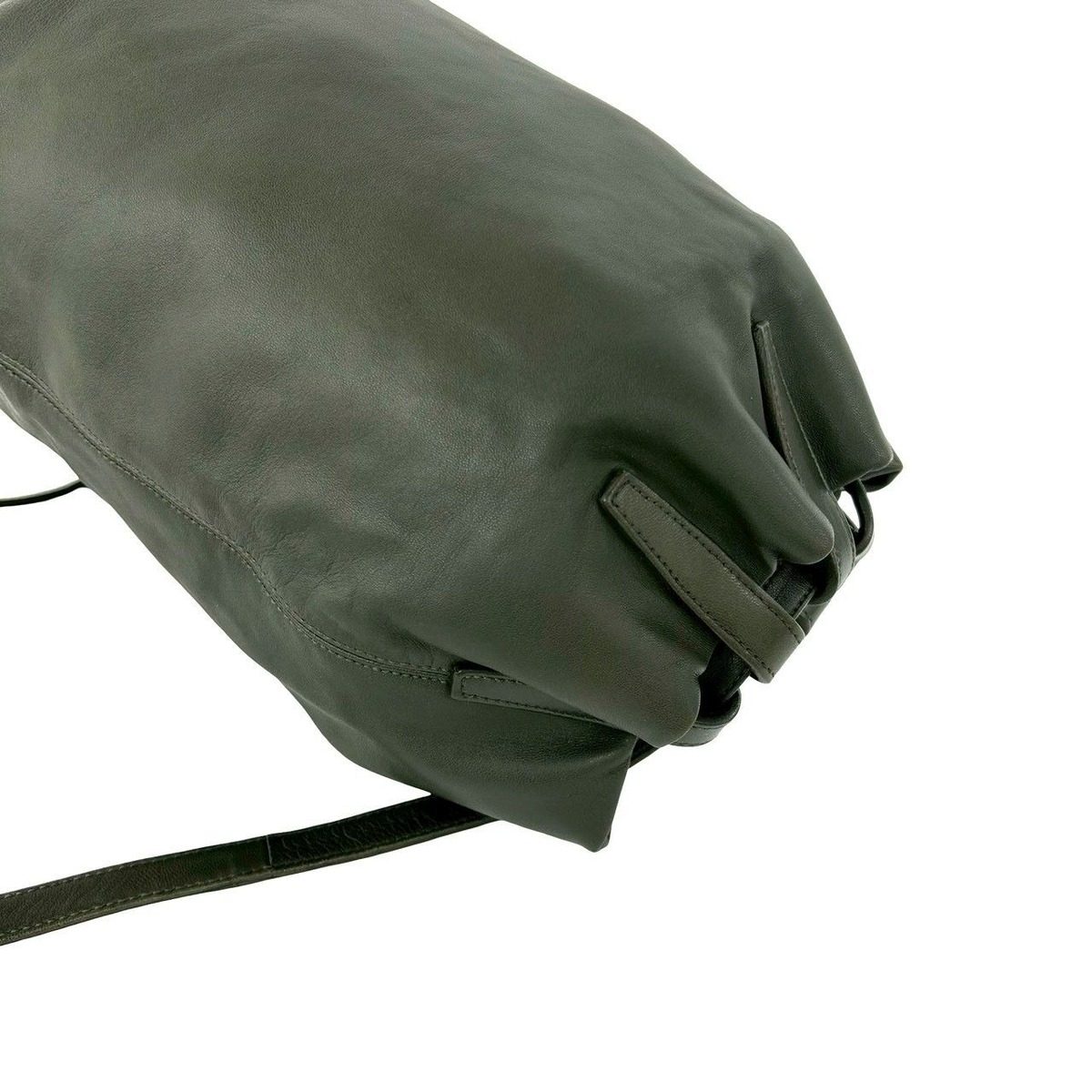 Loewe Vintage Anagram Logo Leather Drawstring Backpack Green — view 4