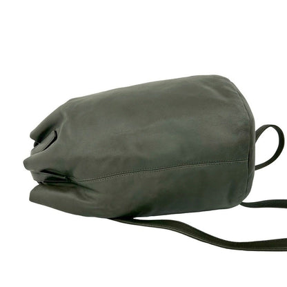 Loewe Vintage Anagram Logo Leather Drawstring Backpack Green — view 5
