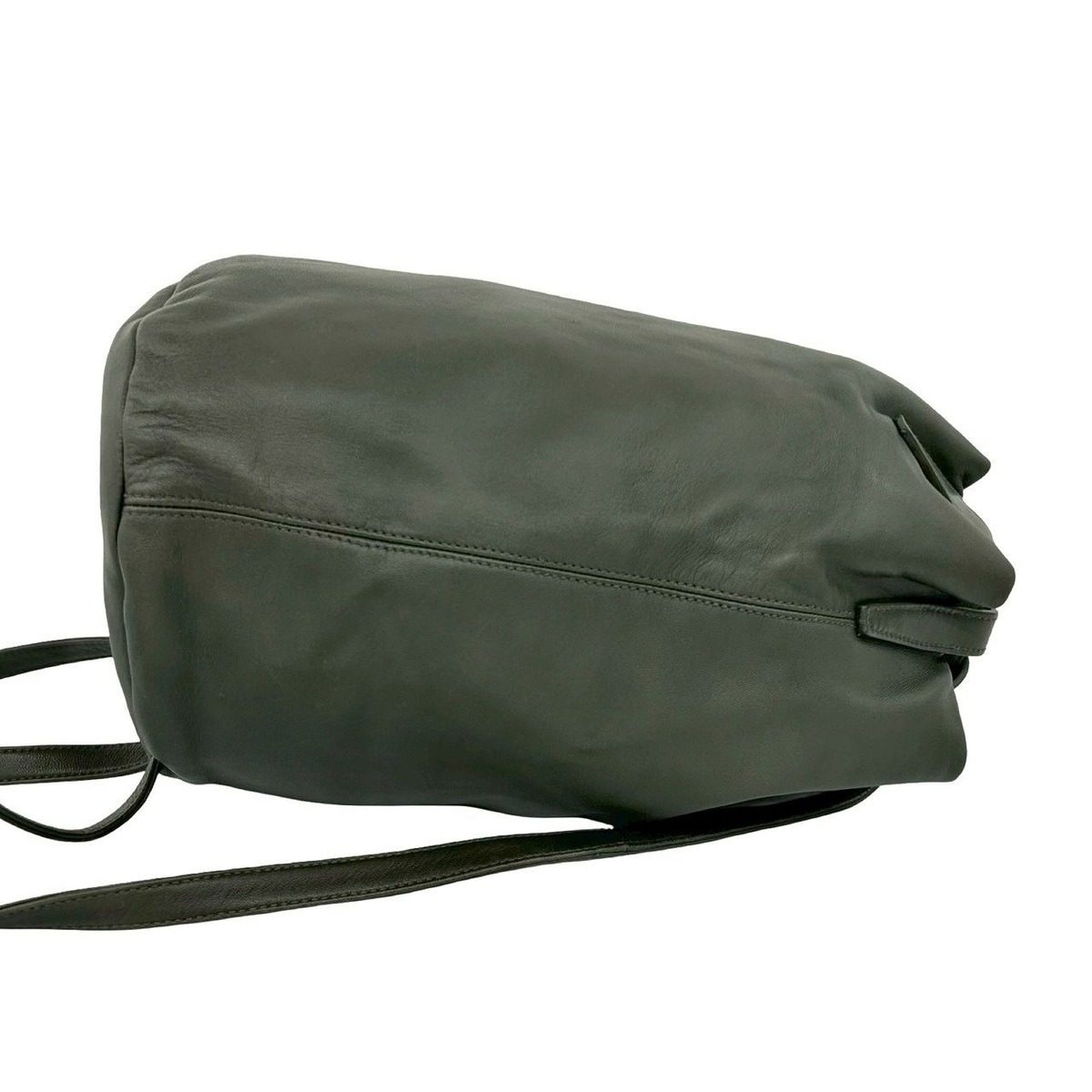 Loewe Vintage Anagram Logo Leather Drawstring Backpack Green — view 6