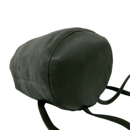 Loewe Vintage Anagram Logo Leather Drawstring Backpack Green — view 7