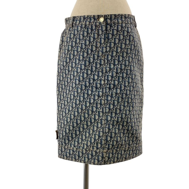 Christian Dior Total Pattern Oblique Jacquard Logo Button Back Slit Skirt