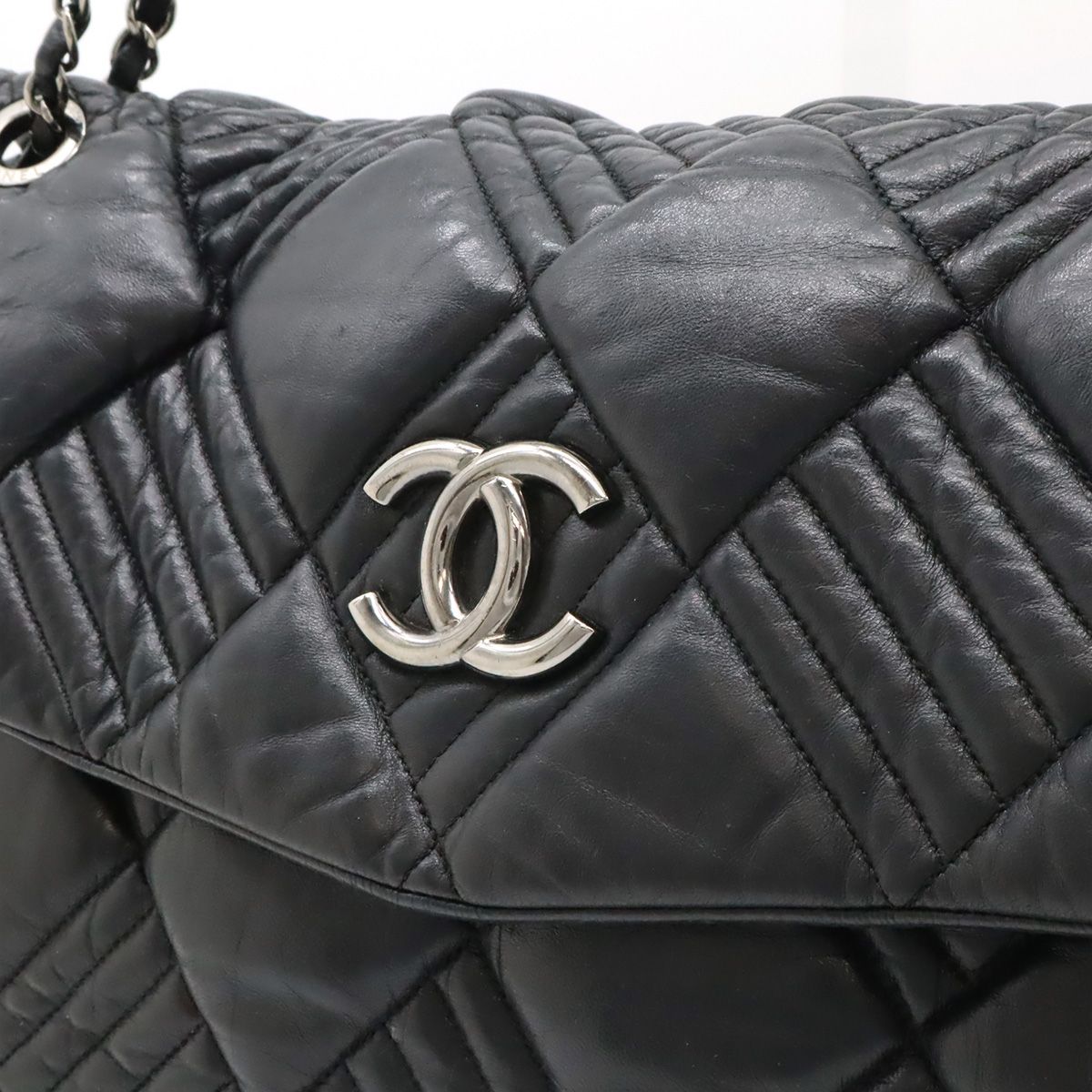 Chanel Coco Mark Chain Shoulder Shoulder Bag Tote Bag Quilted Leather Black