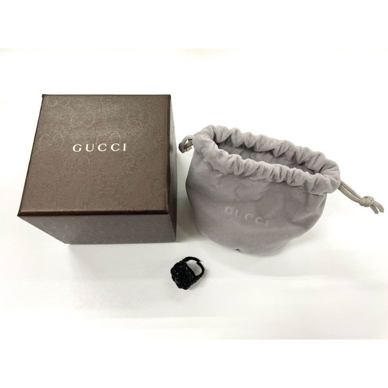 Gucci Michele Period Stone Faux Pearl Flower Ring Size 6 Black — view 11