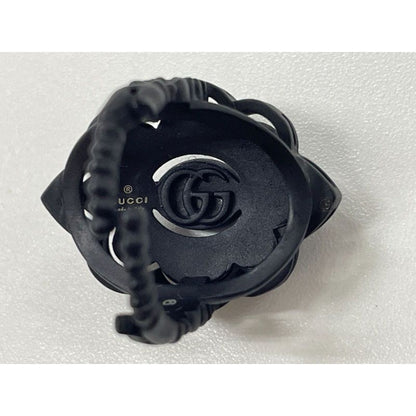 Gucci Michele Period Stone Faux Pearl Flower Ring Size 6 Black — view 7