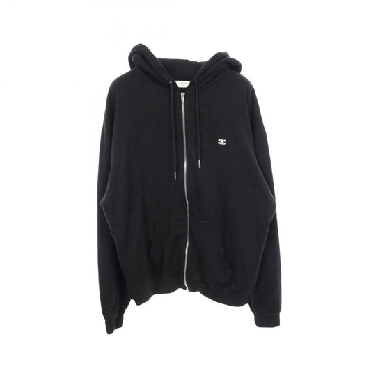 Celine Hoodie Triomphe Embroidery Black Cotton Cashmere Zip Up