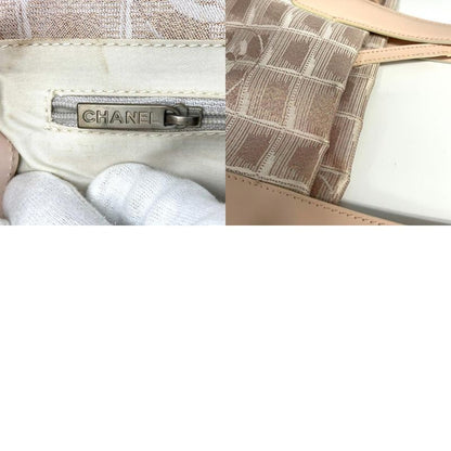 Chanel New Travel PM Tote Bag One Shoulder Nylon Leather Metallic Pink Beige
