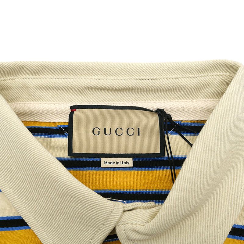 Gucci Long Sleeve Polo Shirt 758531 Size M Striped Yellow