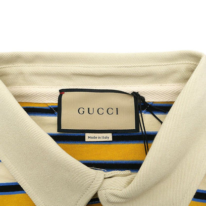 Gucci Long Sleeve Polo Shirt 758531 Size M Striped Yellow