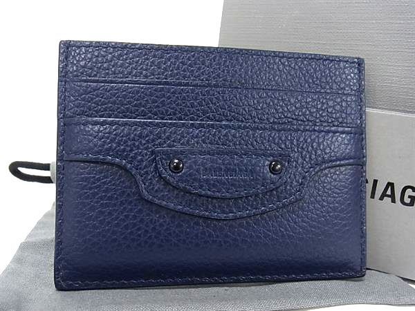 Balenciaga 640109 Neo-classic Leather Card Case Card Holder Pass Case Navy