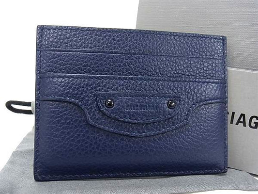 Balenciaga 640109 Neo-classic Leather Card Case Card Holder Pass Case Navy