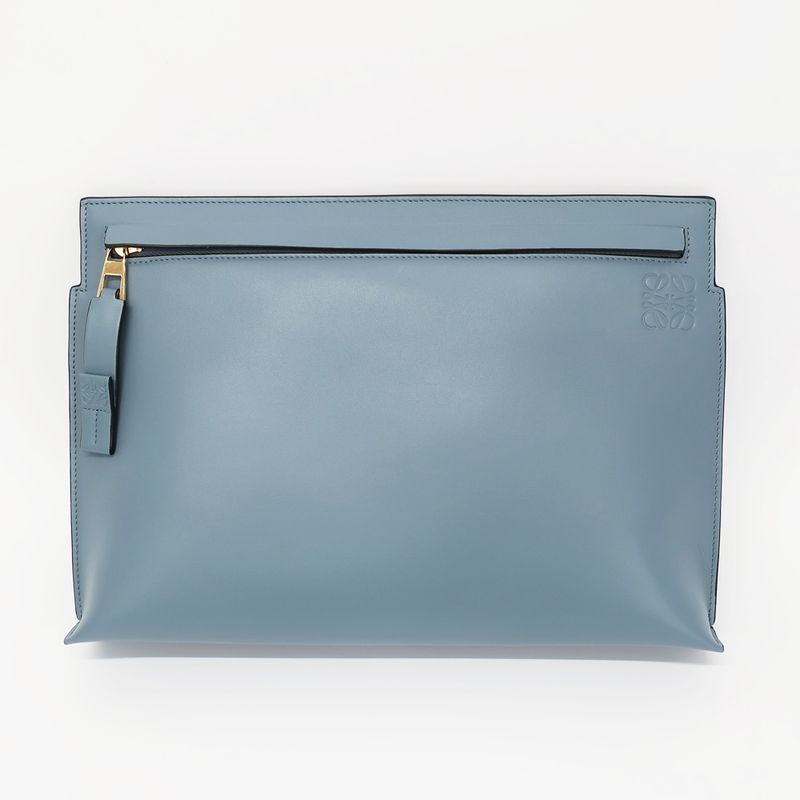 Loewe T Pouch Shoulder Bag Anagram Light Blue Light Blue Gold Hardware