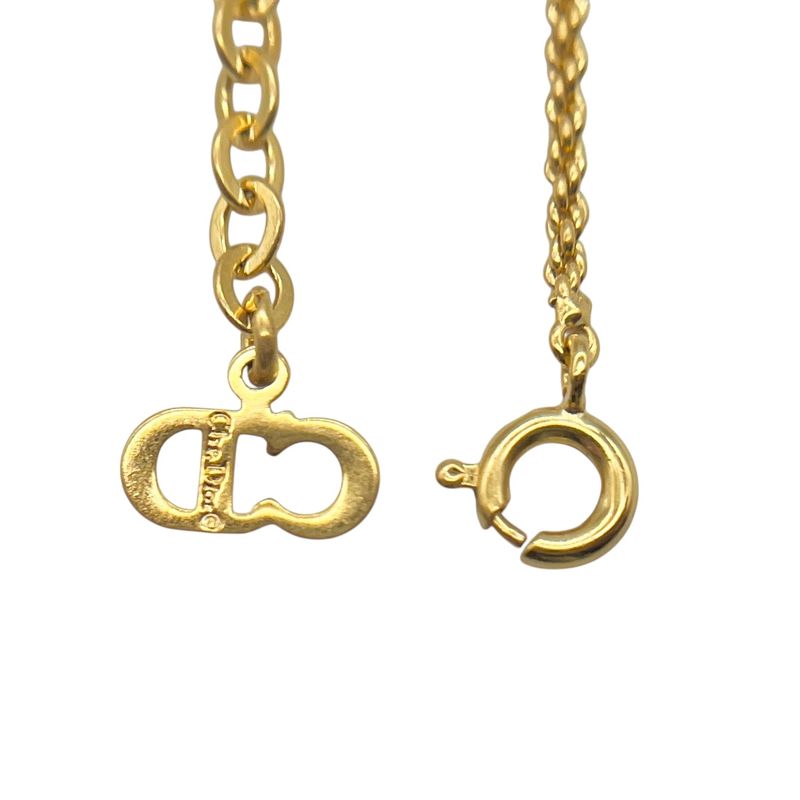 Christian DIOR Necklace Metal CD Logo Gold Plated Gold