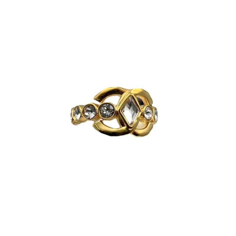 Chanel Ring Ab9933 B09972 CC Mark Ring Metal Strass Gold Crystal #10 Unused