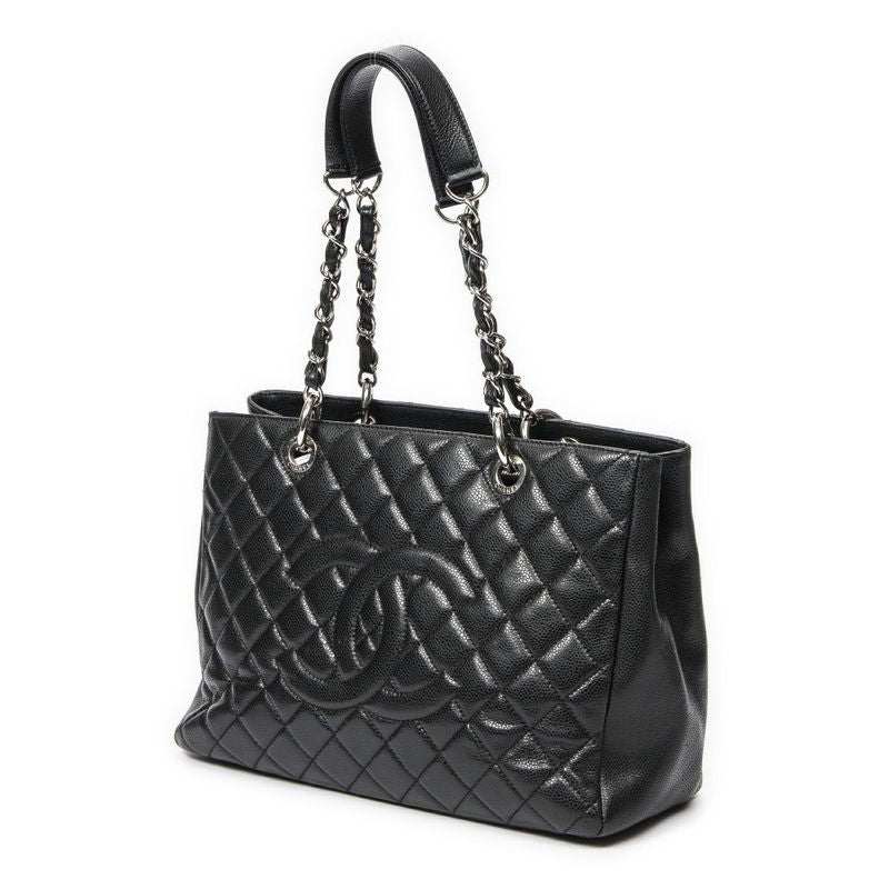 Chanel Coco Mark Chain Tote Black Matelasse Caviar Leather A