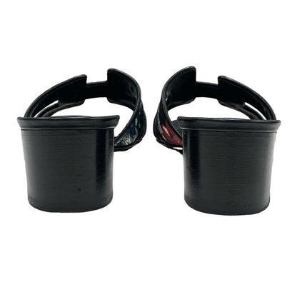 Hermes Oasis Sandals Shoes Leather Fabric Black Multicolor Mules