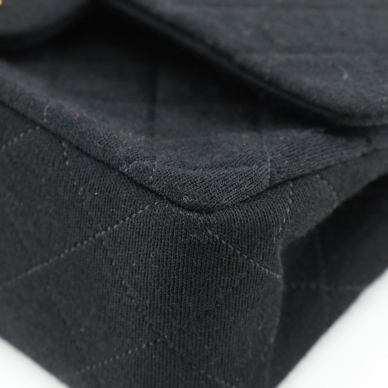 Chanel Chain Shoulder Matelasse Double Flap Jersey Black Women's Shoulder Bag