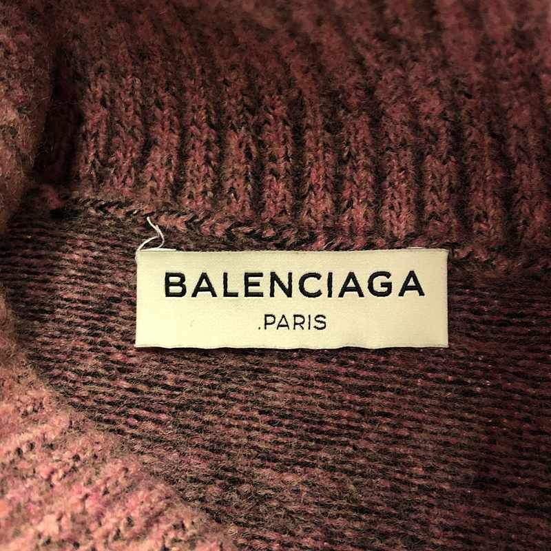 Balenciaga - Wool Turtleneck Knit Pullover - 34 - Pink Black - Women's