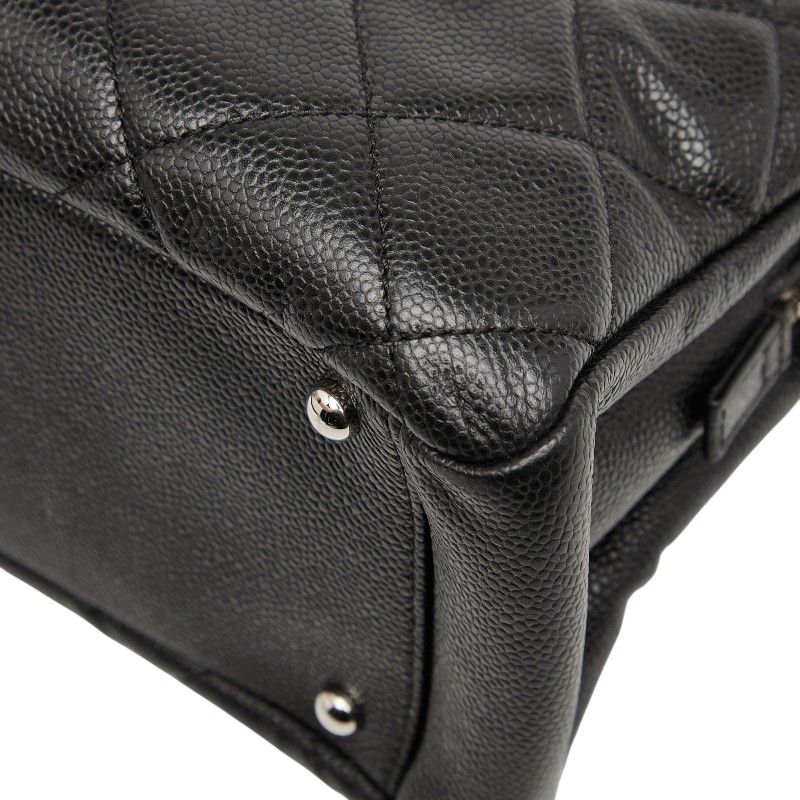 Chanel Matelasse Coco Mark Chain Tote Bag Black Caviar Skin Women's Chanel