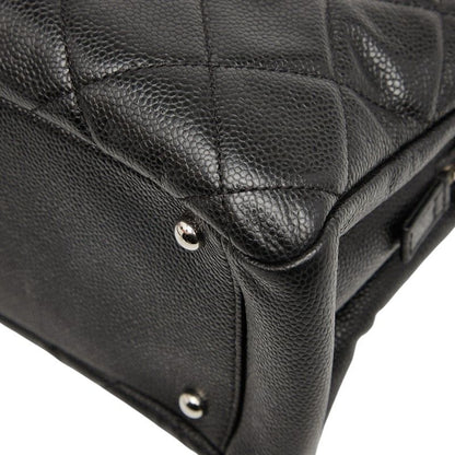 Chanel Matelasse Coco Mark Chain Tote Bag Black Caviar Skin Women's Chanel