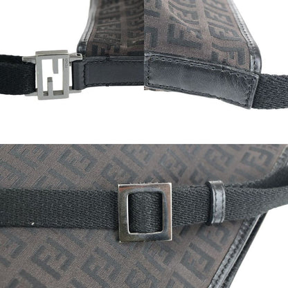 Fendi Shoulder Bag Zucca Pattern Canvas Leather Brown 32ka326