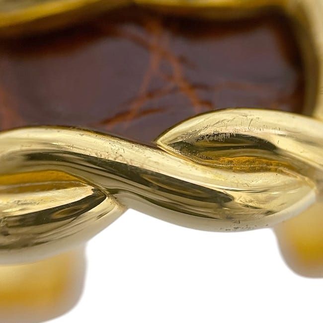 Hermes Bangle Gold Brown Excellent Condition GP Croc Used Hermes