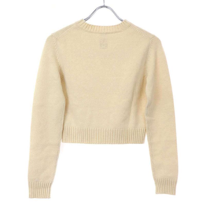 Loewe Animal Print Cropped Knit Sweater S800y14k34 Ecru XS