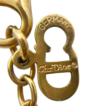 Christian DIOR Necklace Vintage Heart Rhinestone Gold