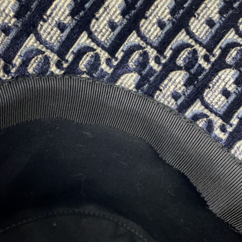 Dior Hat Oblique Trotter Velour 58 Hat Navy Red