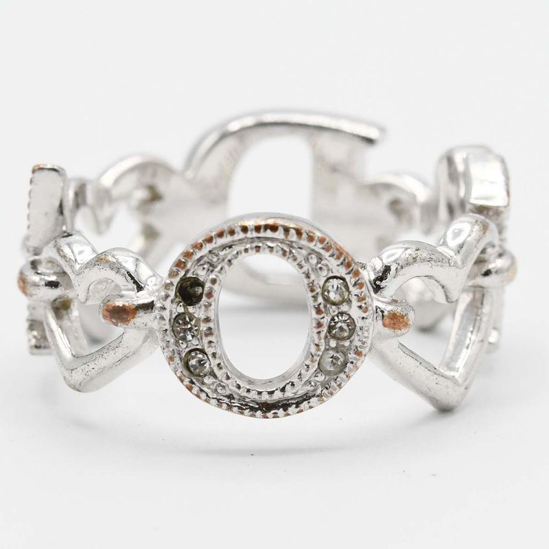 Christian DIOR Ring Rhinestone Heart Approx 13.5 Silver Color Accessories